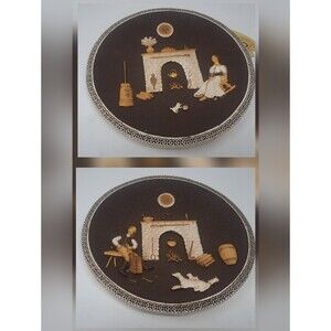 Girotti Sculptured Wall Art Set of 2 Chalkware Farmhouse Country Farm Vintage